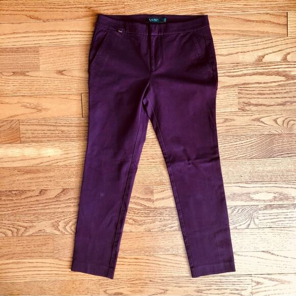 Lauren Ralph Lauren Double-Faced Stretch Cotton Burgundy Pant Women’s Size 4 - Picture 10 of 11